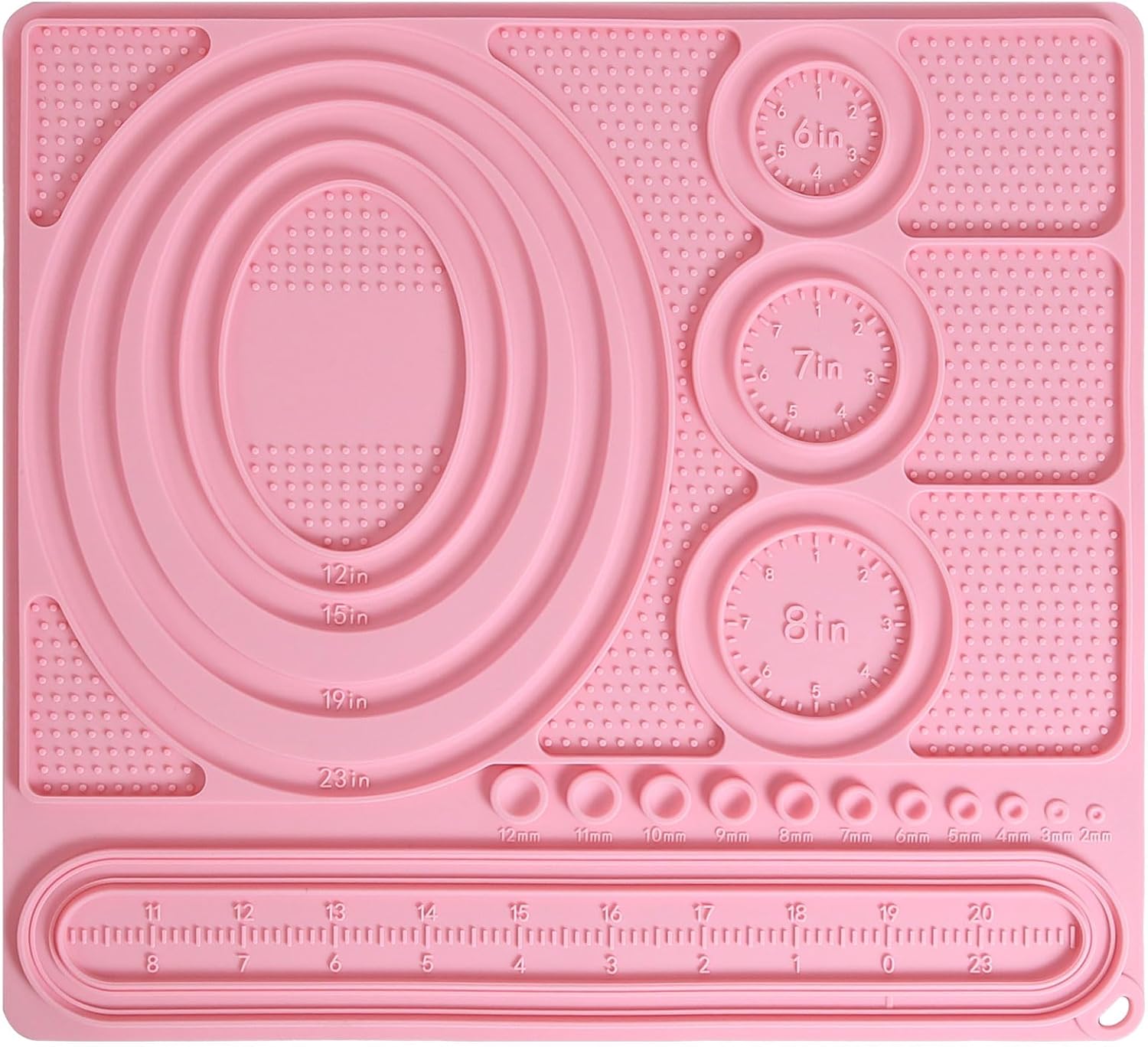 Dacthuw Bead Board for Bracelet Making, Silicone Beading Mat with Measuring Tool & Storage Compartments for Jewelry Design, DIY Charm & Friendship Bracelet Board, Pink