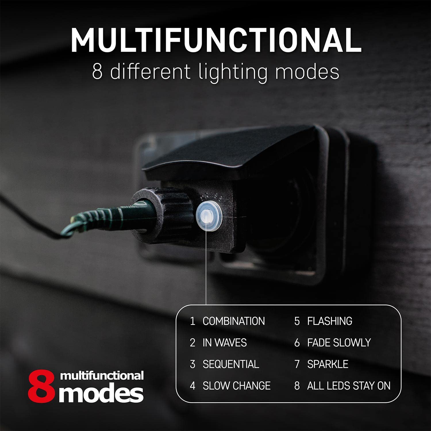 EMOS LED Lichterkette Eisregen, Länge 10m, 600 LEDs, 230V mit Stecker, Lichterkette Multifunktion 8-Modi, Eisregen Lichterkette Außen und Innen Schutzklasse IP44, Farbtemperatur: warmweiß