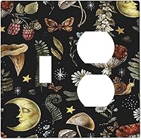 Vista 160 de Placa Cubierta de Interruptor de Luz de Palanca Individual con Diseño de Flor Botánica en Tablero de Madera Rústico Estilo Granja - Placa de Pared