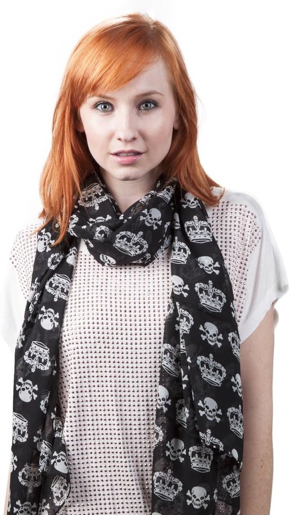 Bancroft Skull Black Polyester Scarf