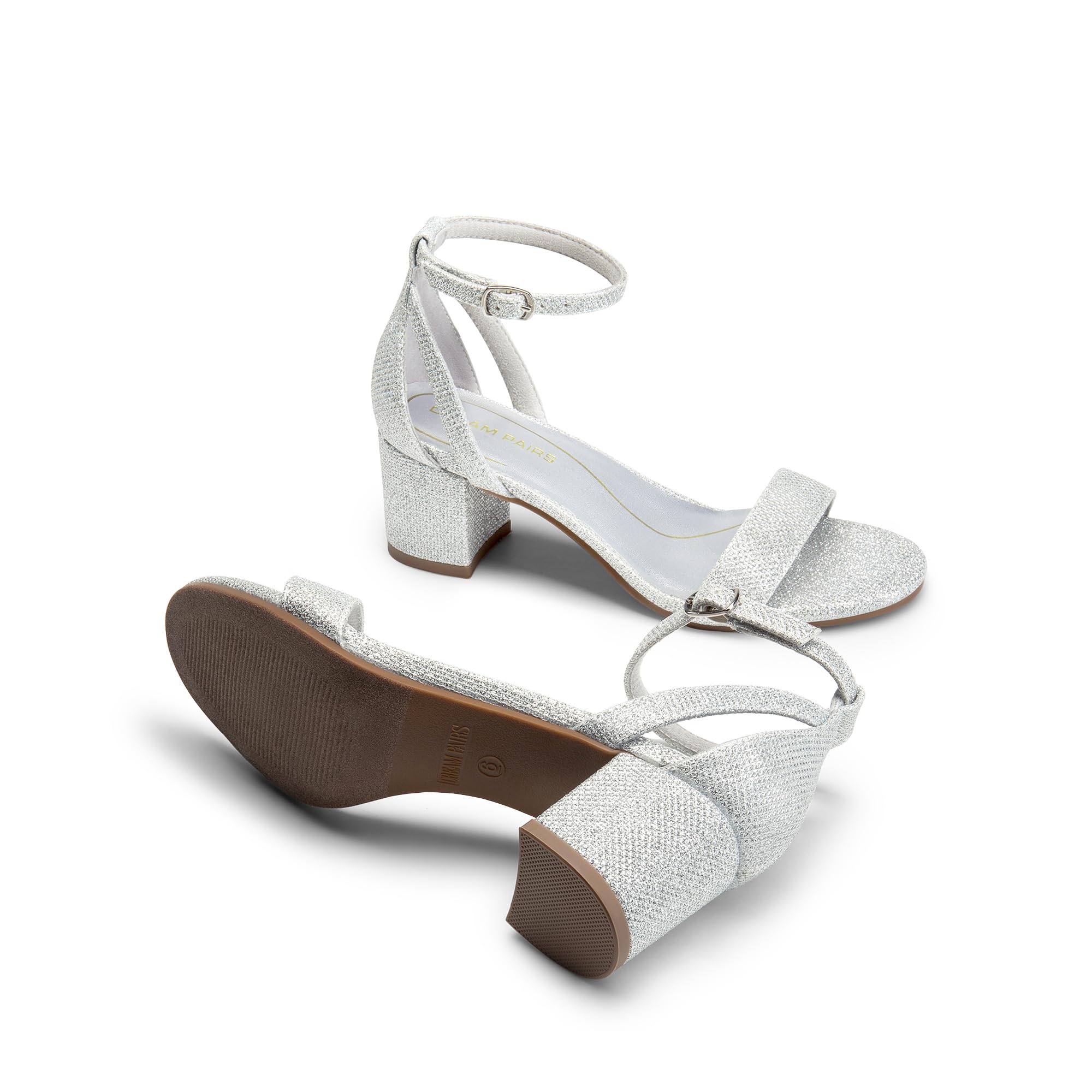 DREAM PAIRS Sandali con Tacco a Blocco e Cinturino alla Caviglia da Donna Eleganti Scarpe da Sposa e da Festa