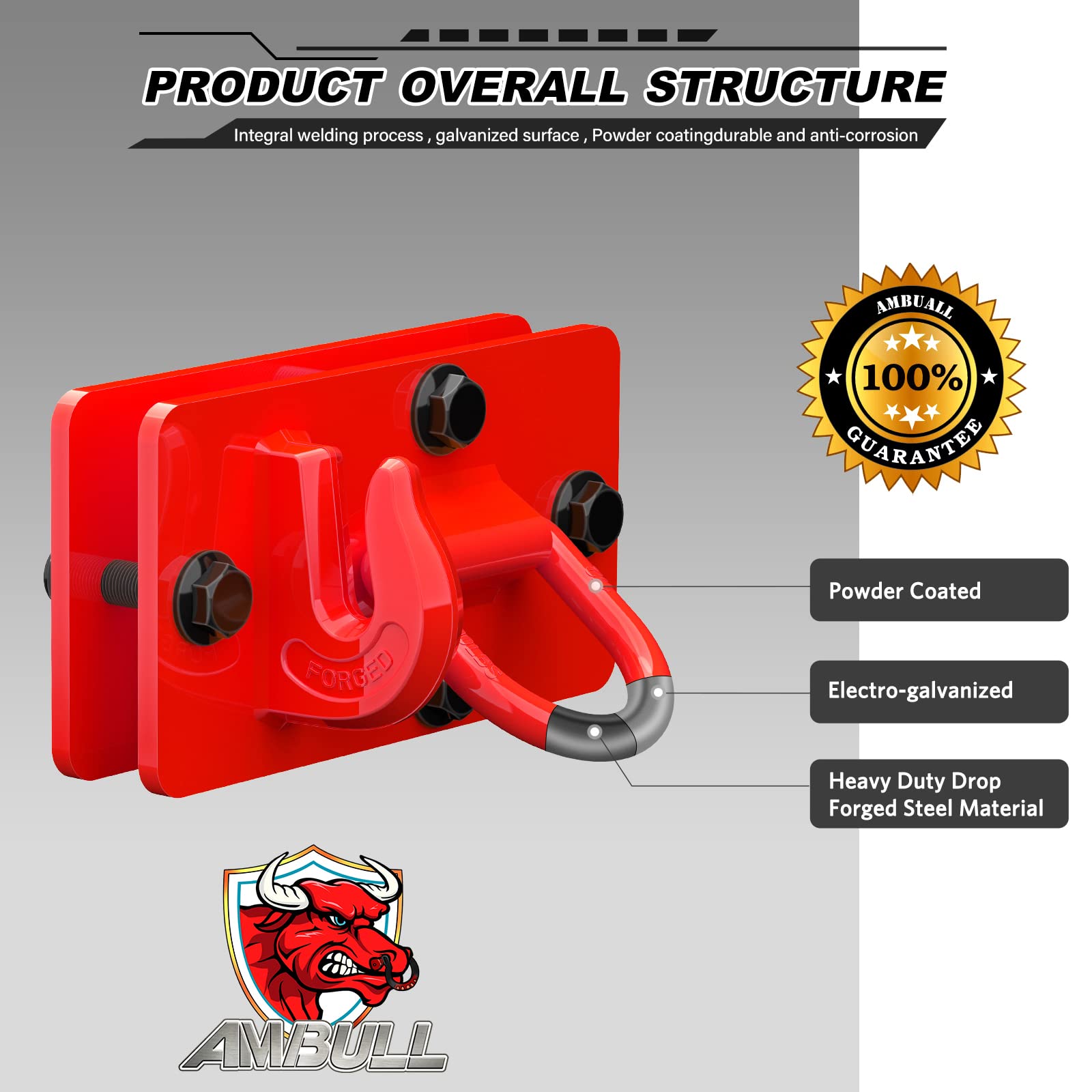 Paquete de 2 ganchos para cubo de tractor con anillos en D, acero forjado de grado 70, gancho de remolque con placa de respaldo, funciona bien para cubo de tractor, RV, UTV, camión, máximo 15