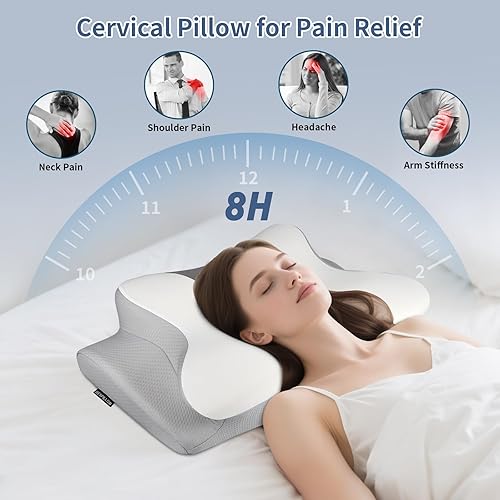Miniatura 3 de Almohada cervical cervical para aliviar el dolor, almohada ergonómica para dormir de lado para apoyar el cuello, almohada cervical refrescante para
