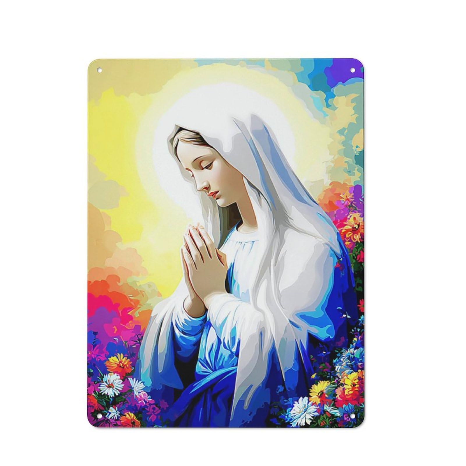 Junmoney Prayerful Serenity Amidst Floral Splendor -1 Tin Sign 40X30cm For Workshop Wall, Retro Wall Decor, Suited To Metal Sign Collectors