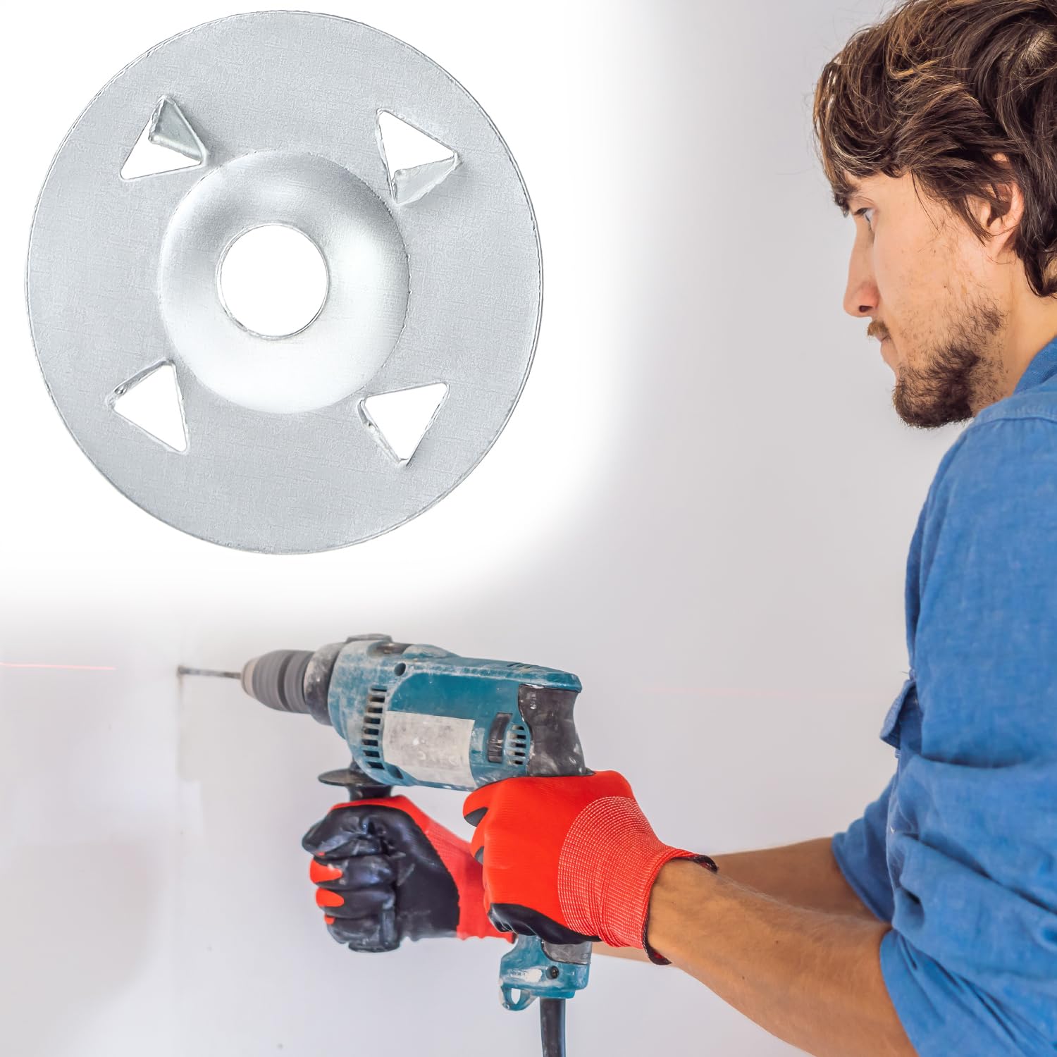 QWORK Foam Board Fasteners Washers, 300 PCS 1-1/8" Steel Washers for Fixing Insulation Board Foam Board