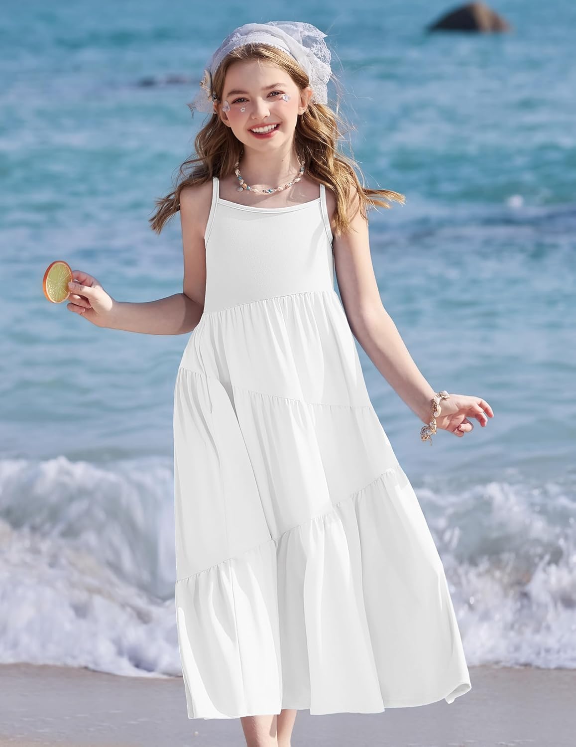 Arshiner Girls Summer Dress Casual Loose Sleeveless Sundress Flowy Beach Maxi Dresses with Pockets - Image 3