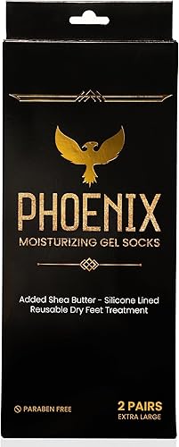 Miniatura 4 de Calcetines de gel hidratante para hombre, extra grandes, 2 pares, con manteca de karité, sin parabenos, calcetines hidratantes reutilizables Phoenix