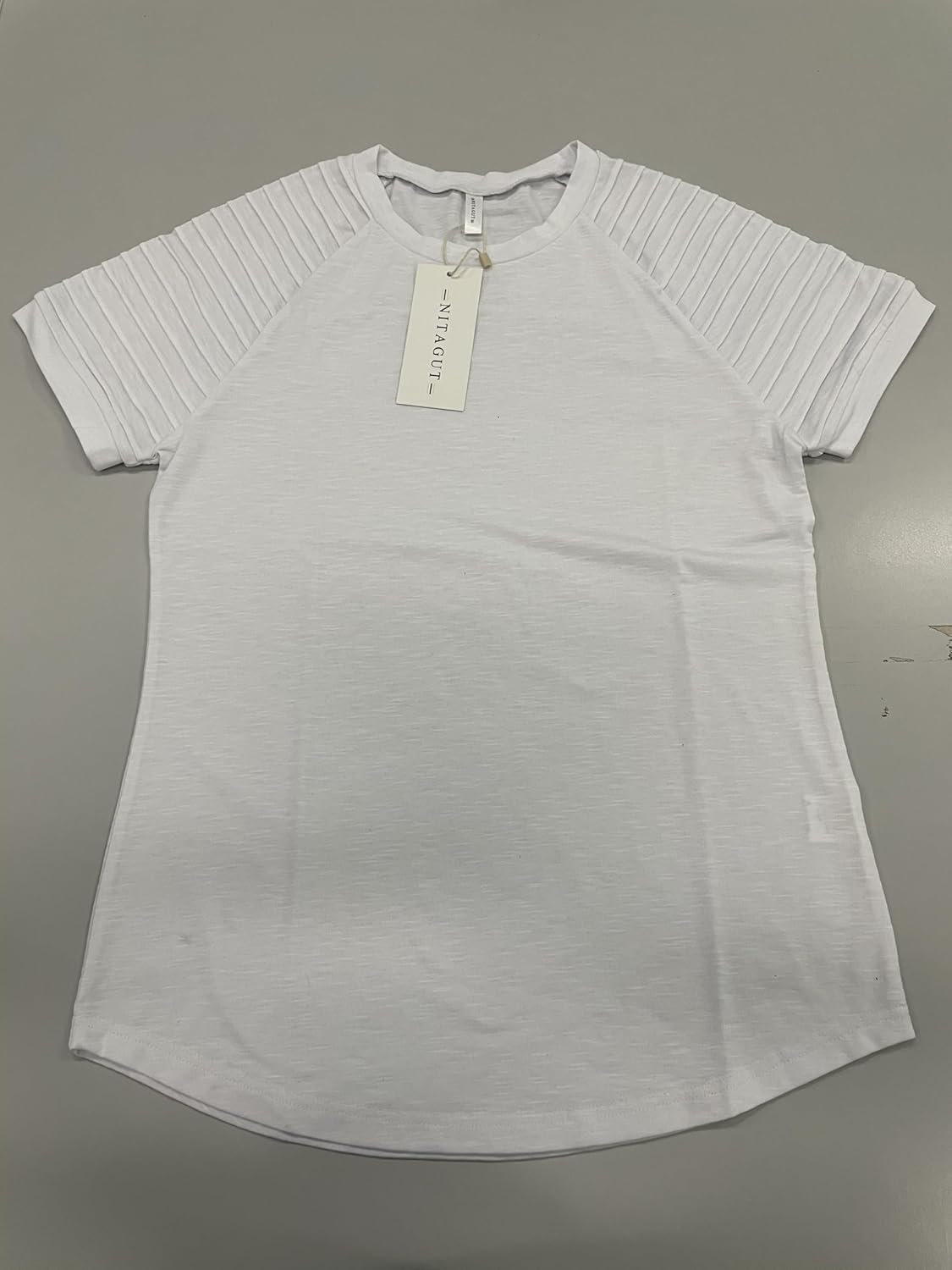 NITAGUT Men's Muscle Workout T-Shirt Pleated Raglan Short Sleeve Gym Athletic Fashion Tee Top