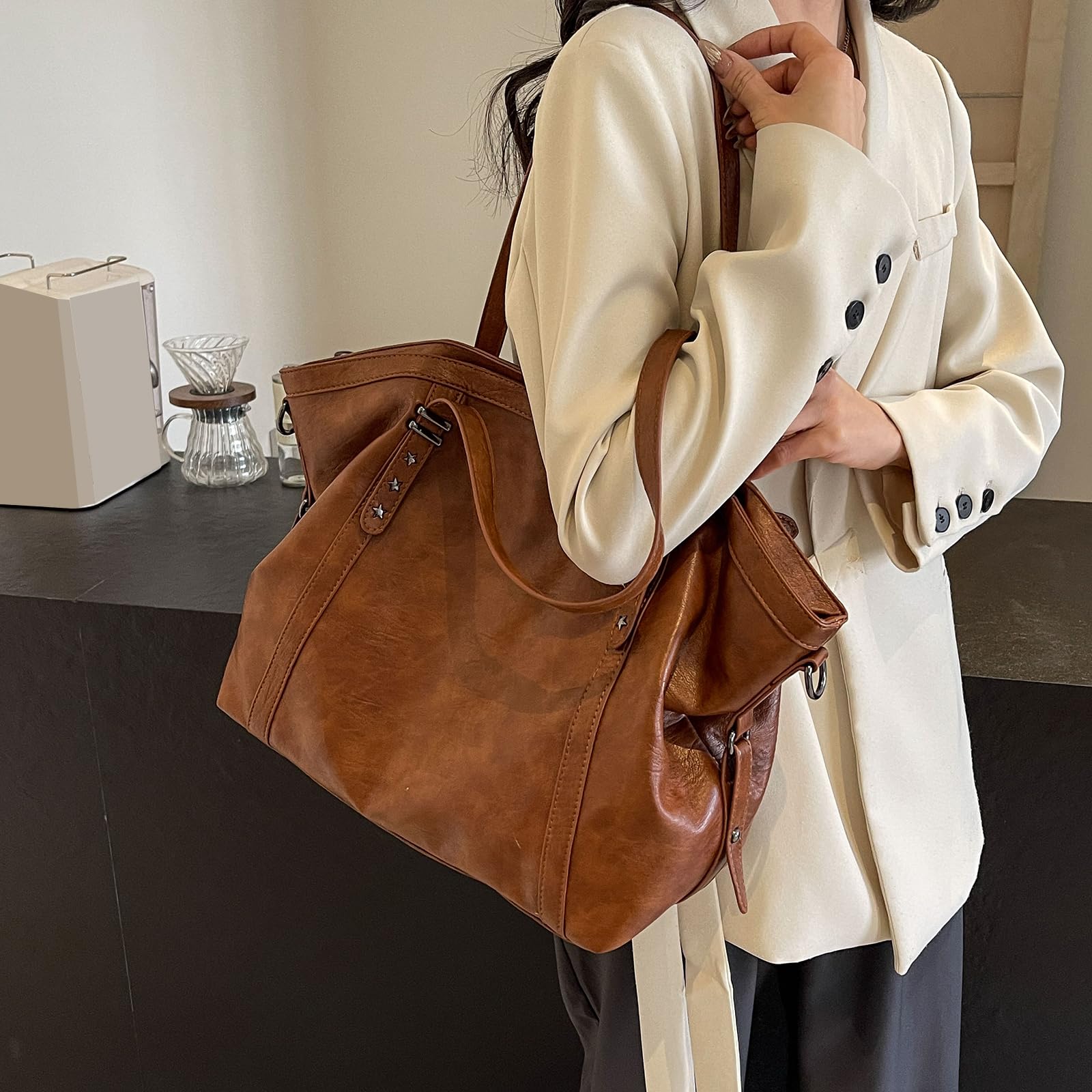 Große Kapazität PU-Leder Casual Tote Bag Damen Weiche