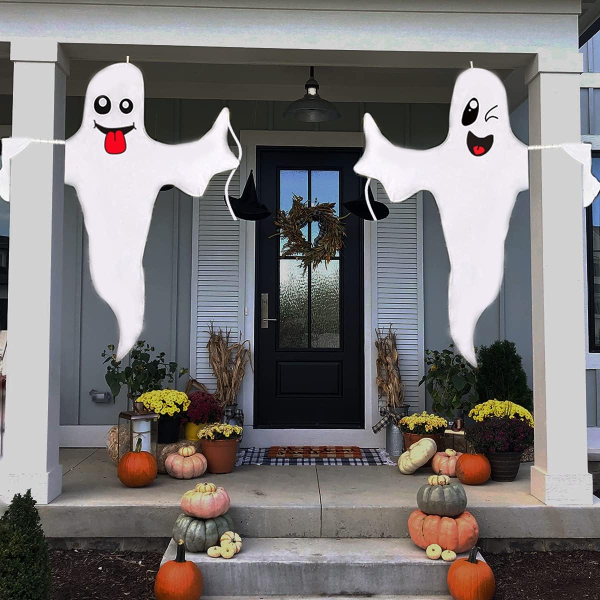 T-Antrix Halloween Ghost Hanging Decoration Outdoor Decor Party Decor Doorways Entryways Windows Cover Gauze Creepy Spooky Halloween Decorations 2 Pieces