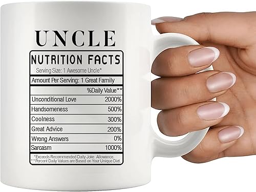 Miniatura 9 de Panvola Uncle Nutrition Facts Label From sobrino Hermano Hermana Día del Padre Nuevos tíos Divertidos Familia Reunión Taza de café de cerámica 11oz