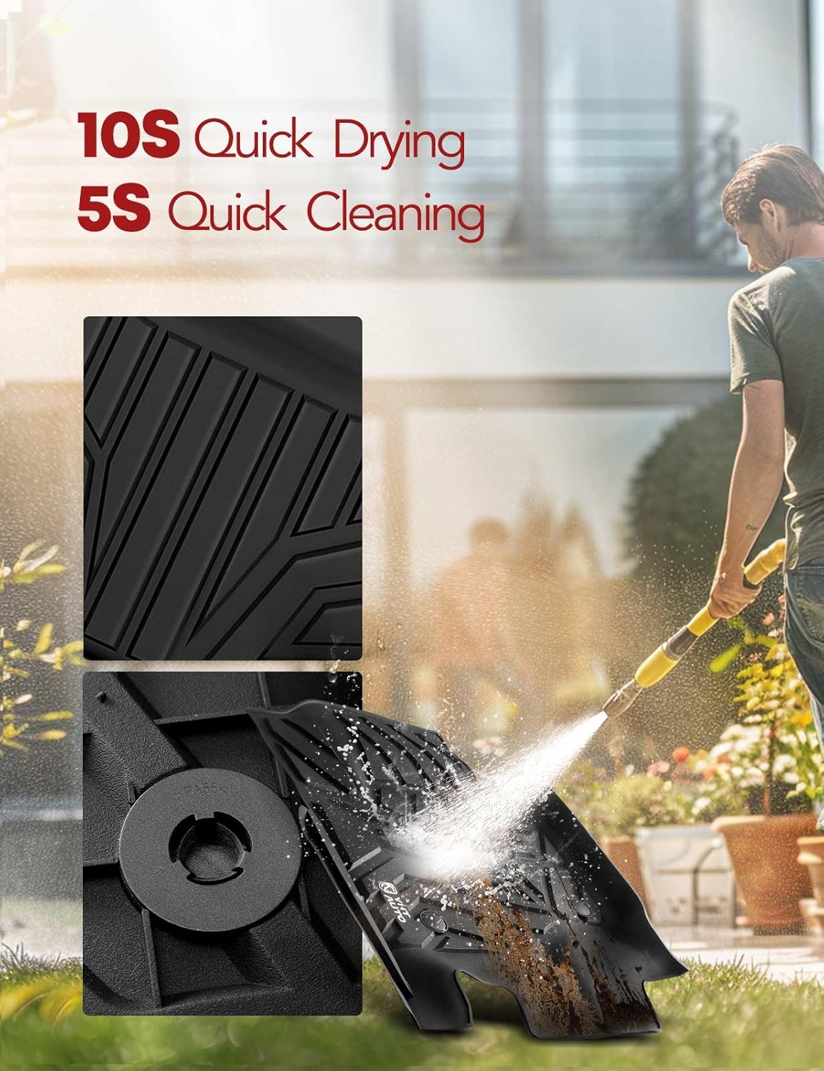 YHTAUTO Floor Mats Fit 2017-2026 Ford F-250 F350 F450 Super Duty Crew Cab (with Under Seat Storage & Carpet), TPE All Weather Odorless Floor Liner, F250 Car Accessories Front & 2nd Row Liner