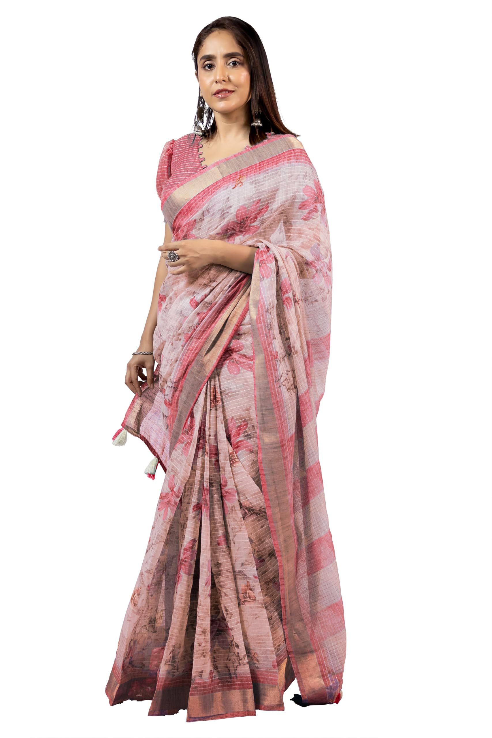Saree for Woman Cotton Blend Batik Print | Leaf Motif Traditional Women's Sari for Social Gatherings-image-39