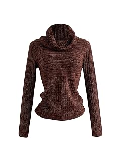 Womens Turtleneck Ribbed Knit Sweater Long Sleeve Slim Fit Vintage Jumper Fall Tops