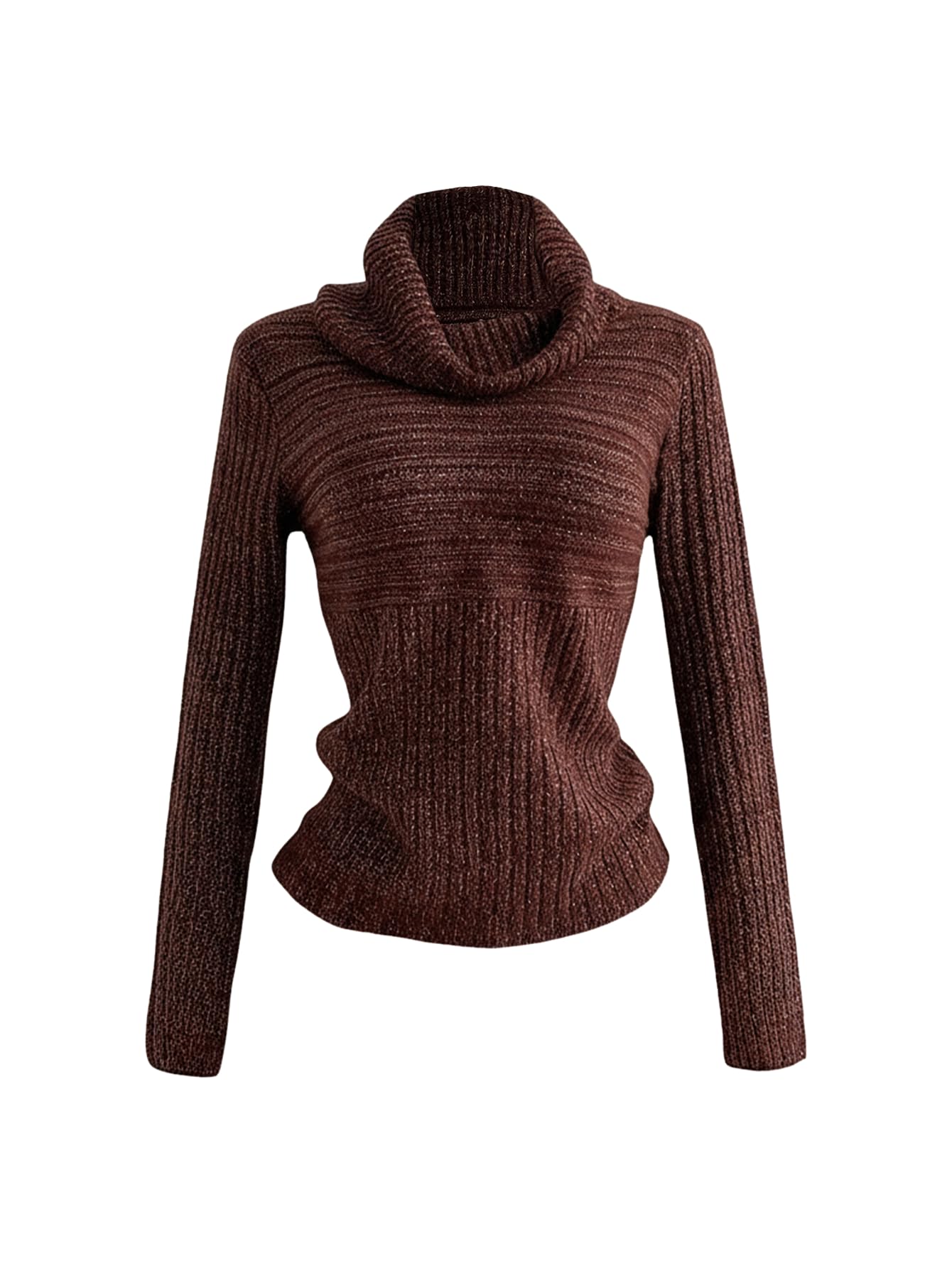 Womens Turtleneck Ribbed Knit Sweater Long Sleeve Slim Fit Vintage Jumper Fall Tops