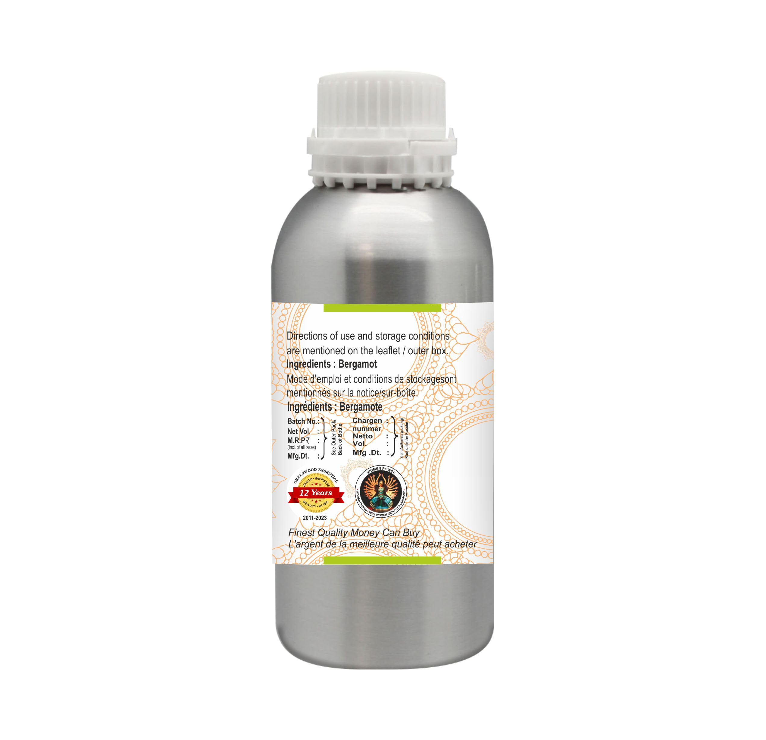 Greenwood Essential Naturreine Ätherisches Bergamottenöl (Citrus bergamia) Dampfdestilliert 630ml (21 oz)