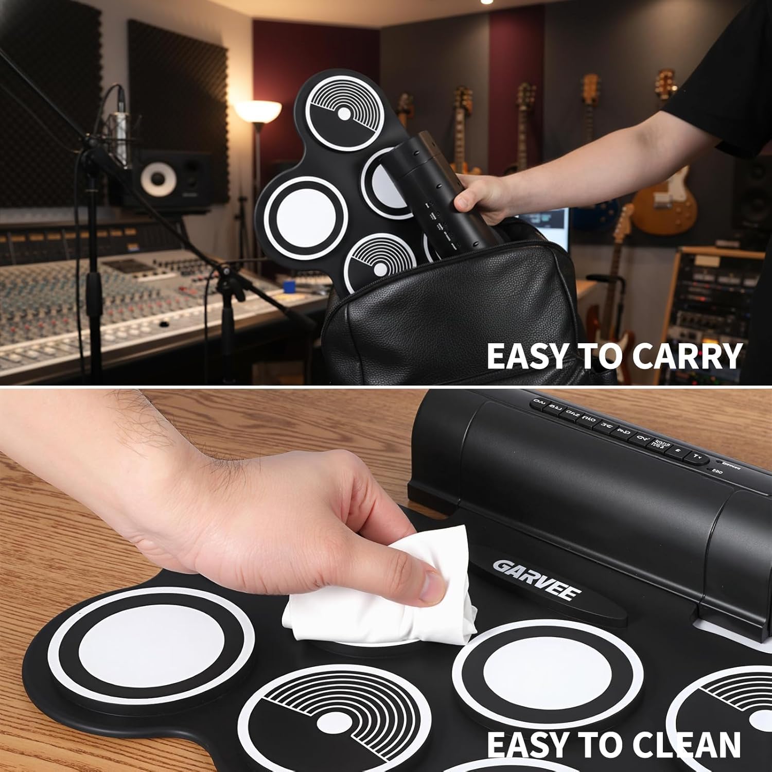 7 Pads Electric Drum Set, Roll Up Electric Drum Pad with Drumsticks Pedals & Rechargeable Battery, Portable Music Instrument, Ideal Christmas Birthday Gift for Kids & Adults Beginner