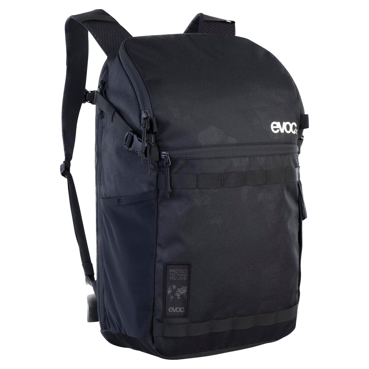 EVOC TRAVEL BACKPACK 22 Travel backpack (carry-on backpack with top opening, laptop compartment with side access, organiser compartments, side compartments, volume: 22 l), Black