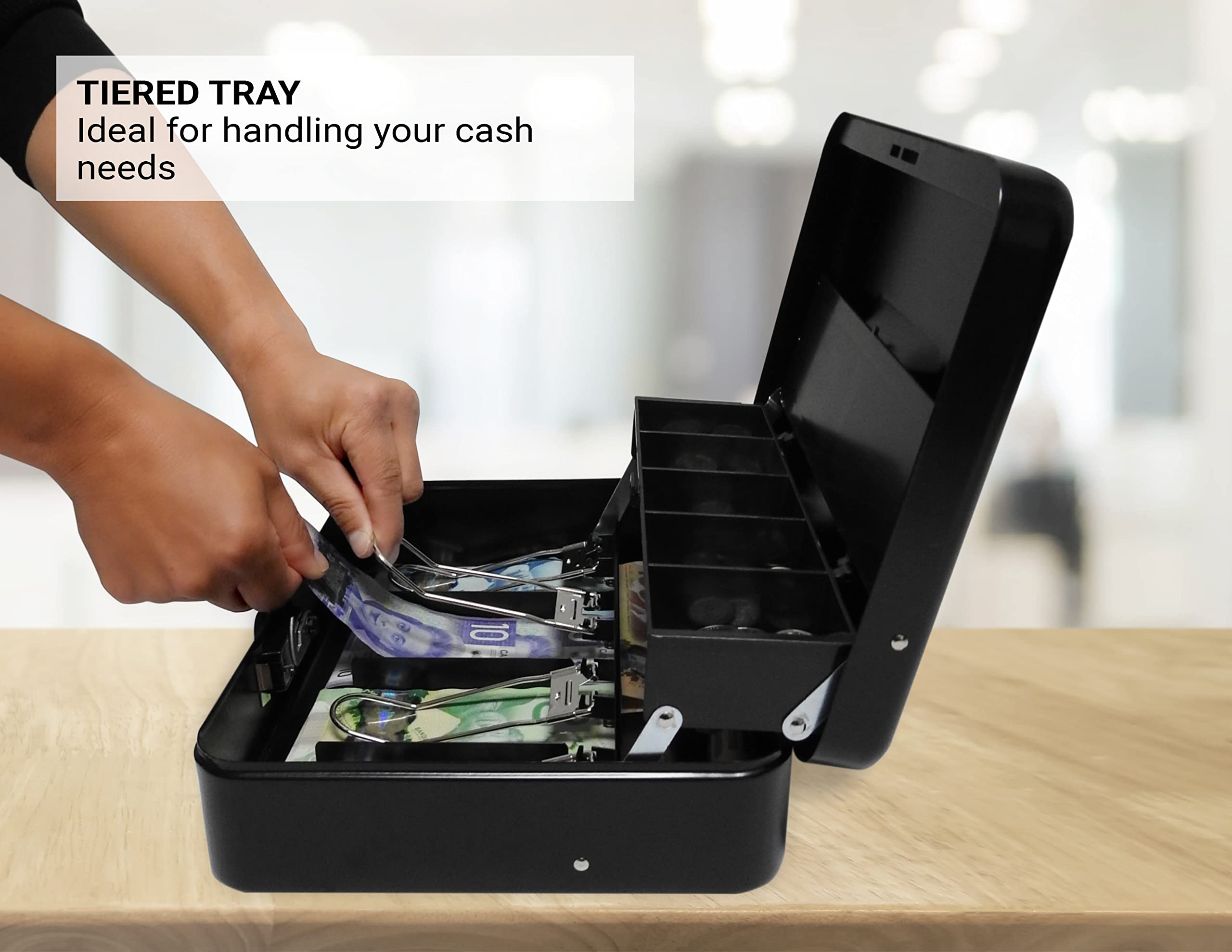 Manhattan Canadian Tiered Tray Deluxe Combination Cash Box- Coin