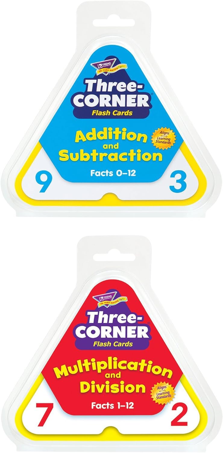 スリーコーナーフラッシュカード2種類セット 足し算 引き算 掛け算 割り算 Faz Co