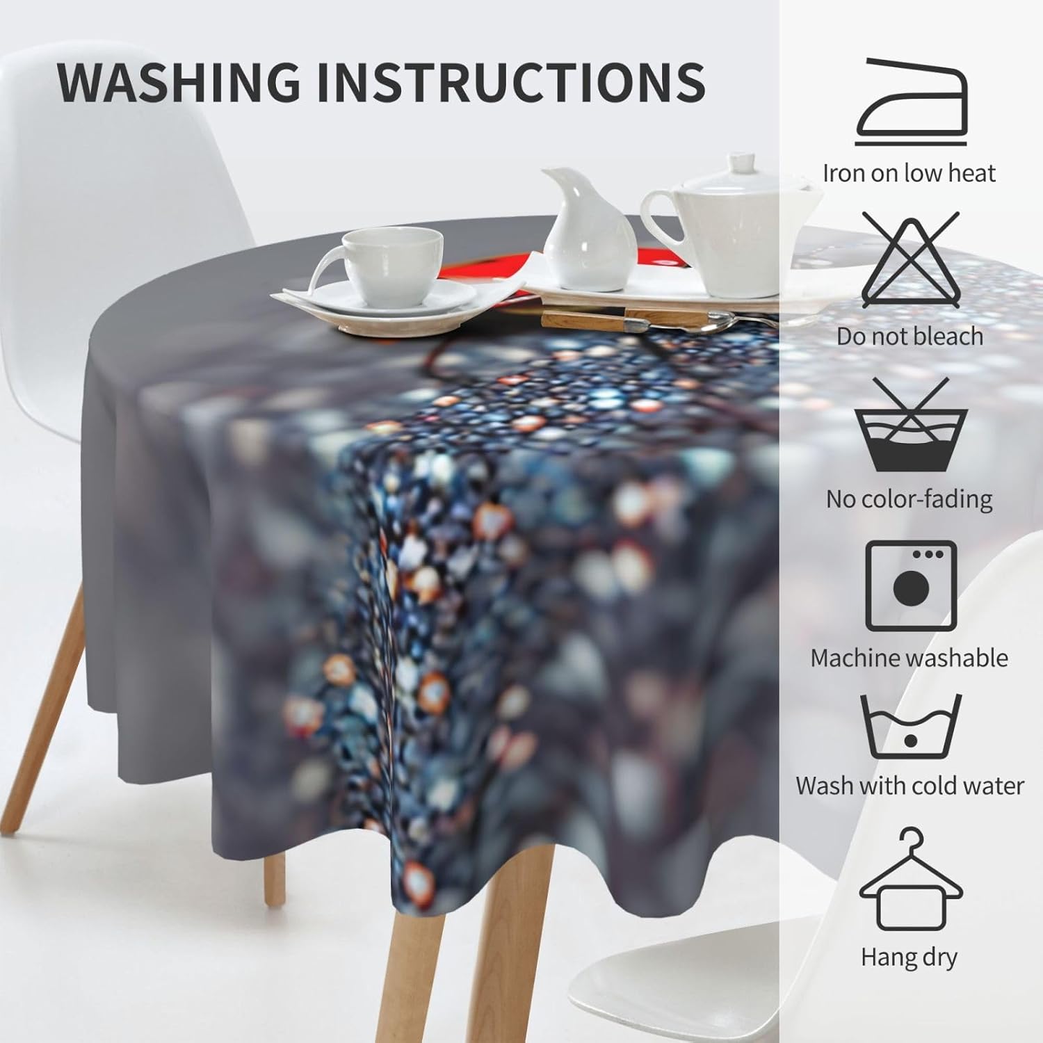 Ladybugs Pattern Infinite Speckled Print Wrinkle Free Dining Table Cover for Birthday Party Farmhouse Tablecloths Up to 60 x 60 Inches