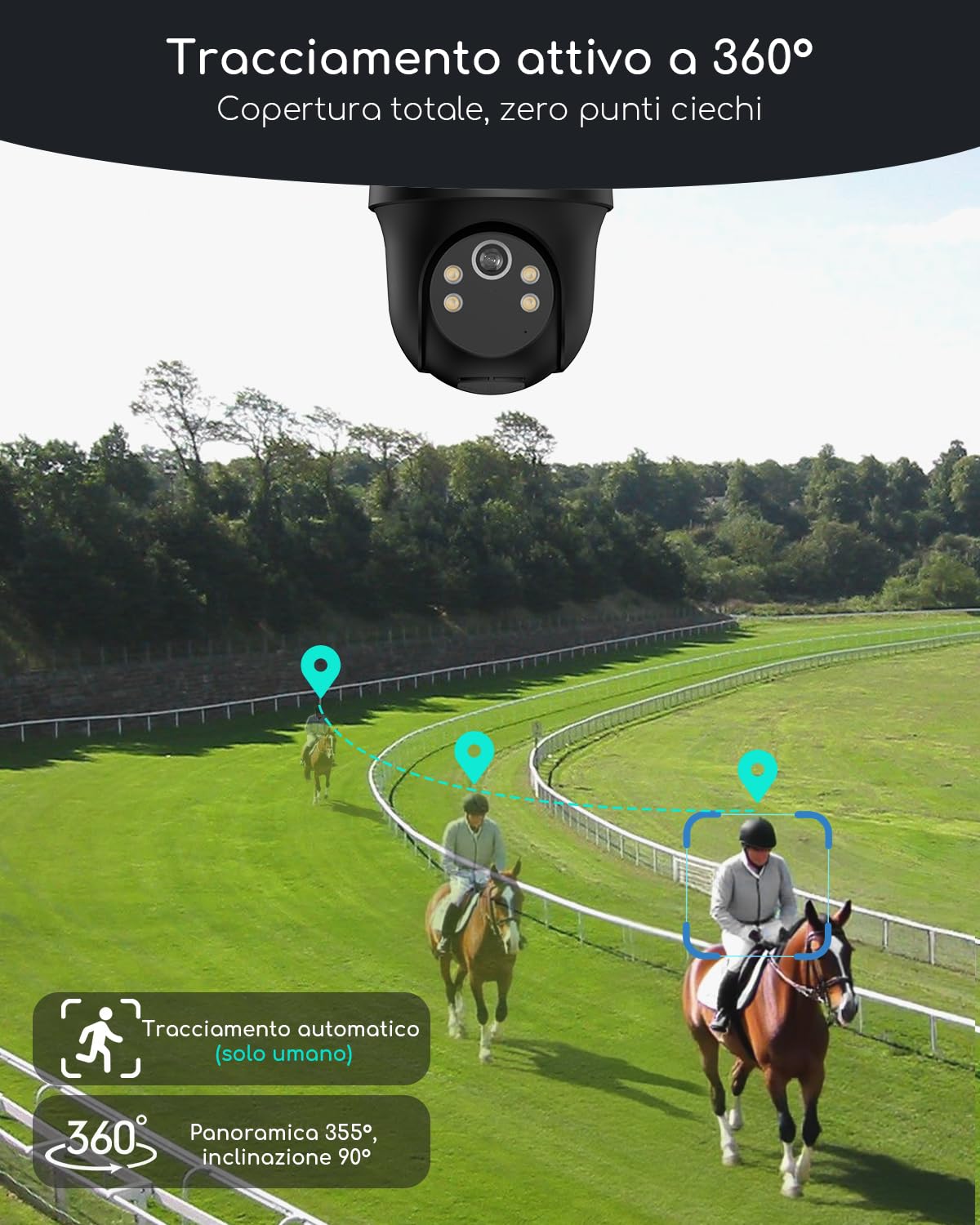 COOAU 24/7 AOV 4G 2K Telecamera con Sim 4g da Esterno con Pannello Solare | 8W Pannello Solare, Rilevamento AI, PTZ, Rilevamento AI, Tracking AI, Visione Notturna 20 Metri, Scheda eSIM Inclusa