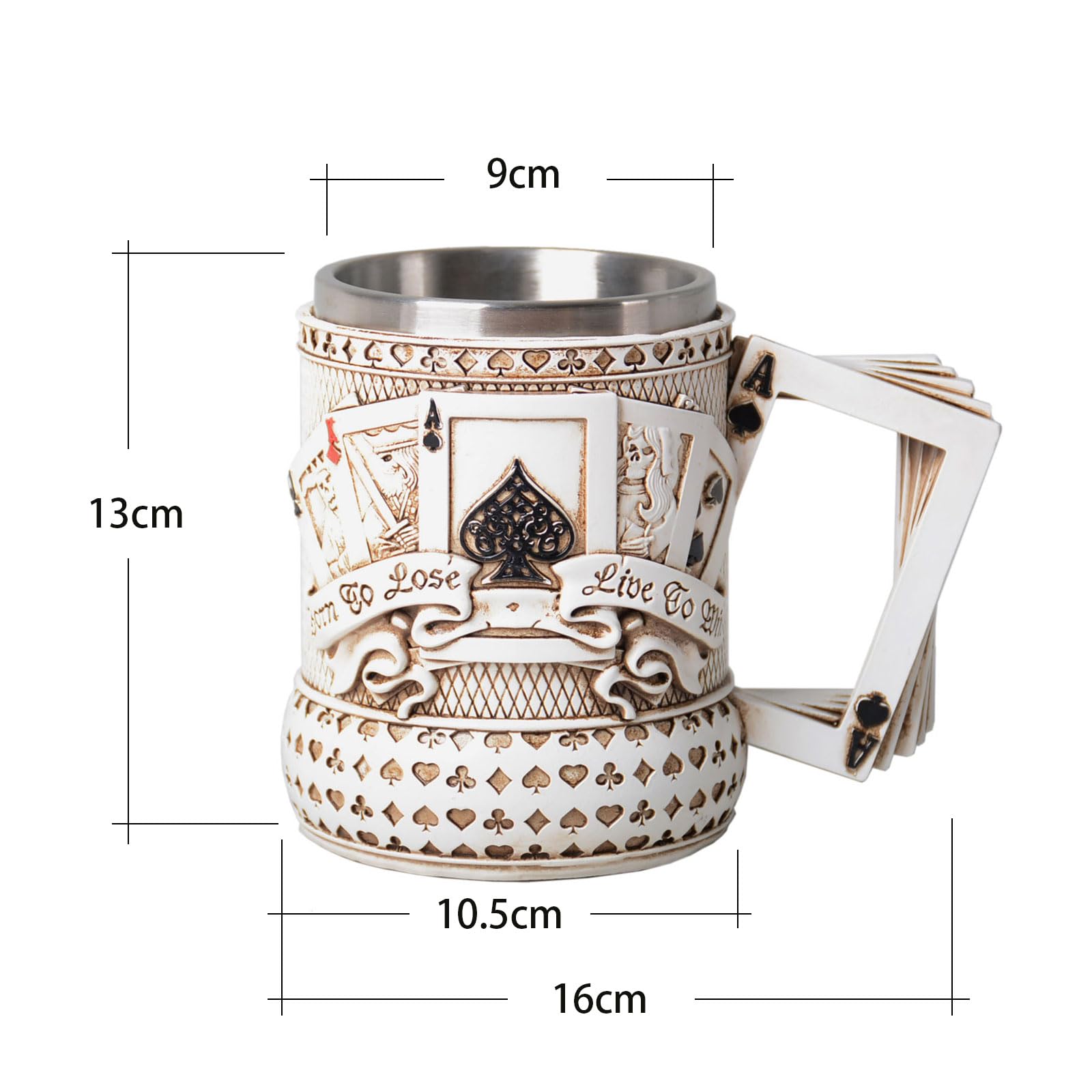 HAUCOZE Kubek do piwa kufel Oktoberfest kubek do picia kawy prezent urodzinowy 445 ml | Izolowane kubki ze stali nierdzewnej, poker, kolekcjonerski dom bar festiwal dekoracja dla mężczyzn ojca męża