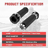Vista 3 de INNOGLOW 1 "manillar de motocicleta Grips CNC aluminio antideslizante goma w/acelerador asistencia negro universal para Harley Suzuki Kawasaki