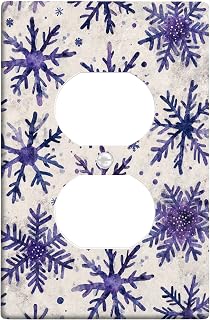 Winter Snowflake Light Switch Cover Plates/Outlet Covers, Violet Cold Snowflakes for Home Decor, Thermoplastic Wall Plates, Standard Size Single Duplex Outlet
