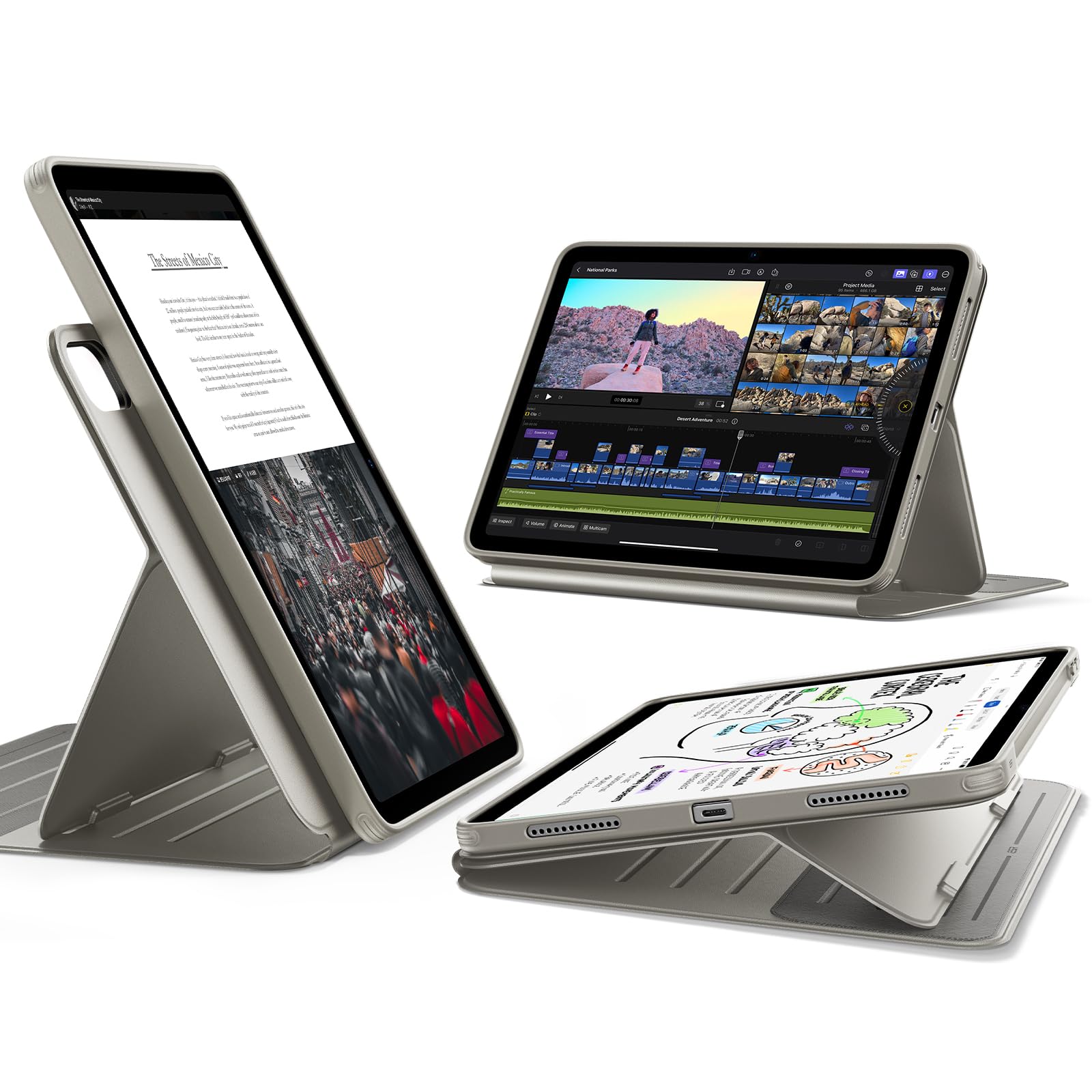 Photo 1 of ESR for iPad Air 13 Inch Case M4/M3/M2 (2026/2025/2024), Removable Magnetic Cover, Adjustable Portrait/Landscape Stand, 9 Standing Angles, Shift Series, Titanium