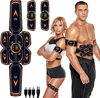 WARDBES ABS Trainer, Muscle Stimulator,Abdomen Heat Sweat Stimulator 8 Modes 19 Lntensity Levels,ABS Belt Toning Gym Workout Machine For Men & Women