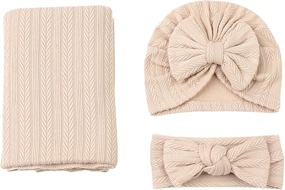 ZHDOKA Nursery,Bedding,Blankets & Swaddlers,Swaddles ZHDOKA Baby Swaddle, Newborn Swaddle Blanket Wrap Baby Swaddle Receiving Blankets with Headband and Hat for Boys Girls