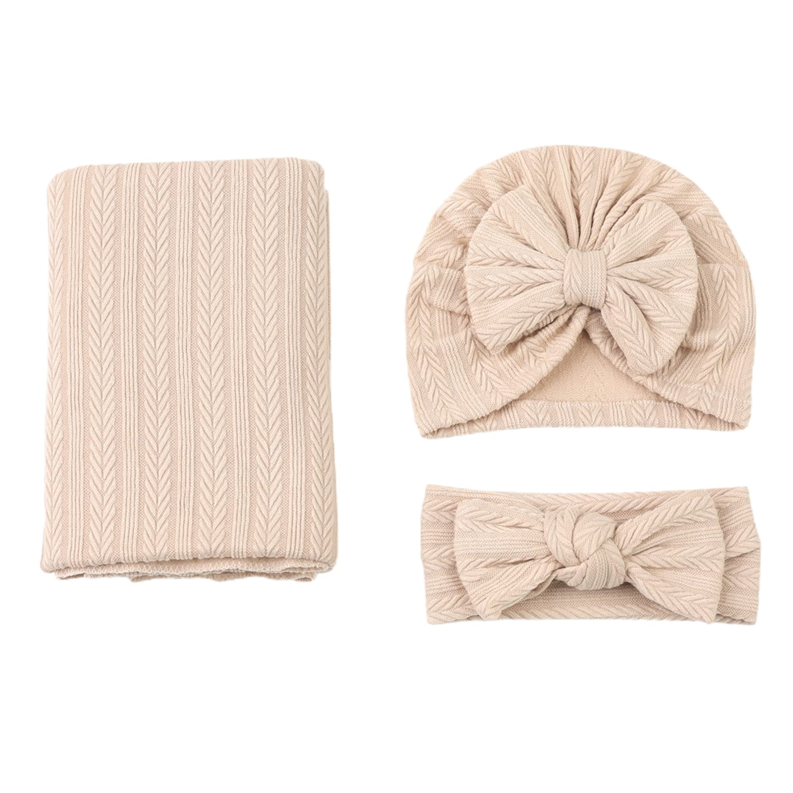ZHDOKA Baby Swaddle, Newborn Swaddle Blanket Wrap Baby Swaddle Receiving Blankets with Headband and Hat for Boys Girls