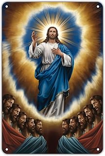 Jesus Christ Religious Artwork tin sign Vintage Christian Catholic Metal Sign for Garden & Yard Bar Porch Garage Home Bedroom Kitchen Wall Decor Decor Gift 8 x 12 inch