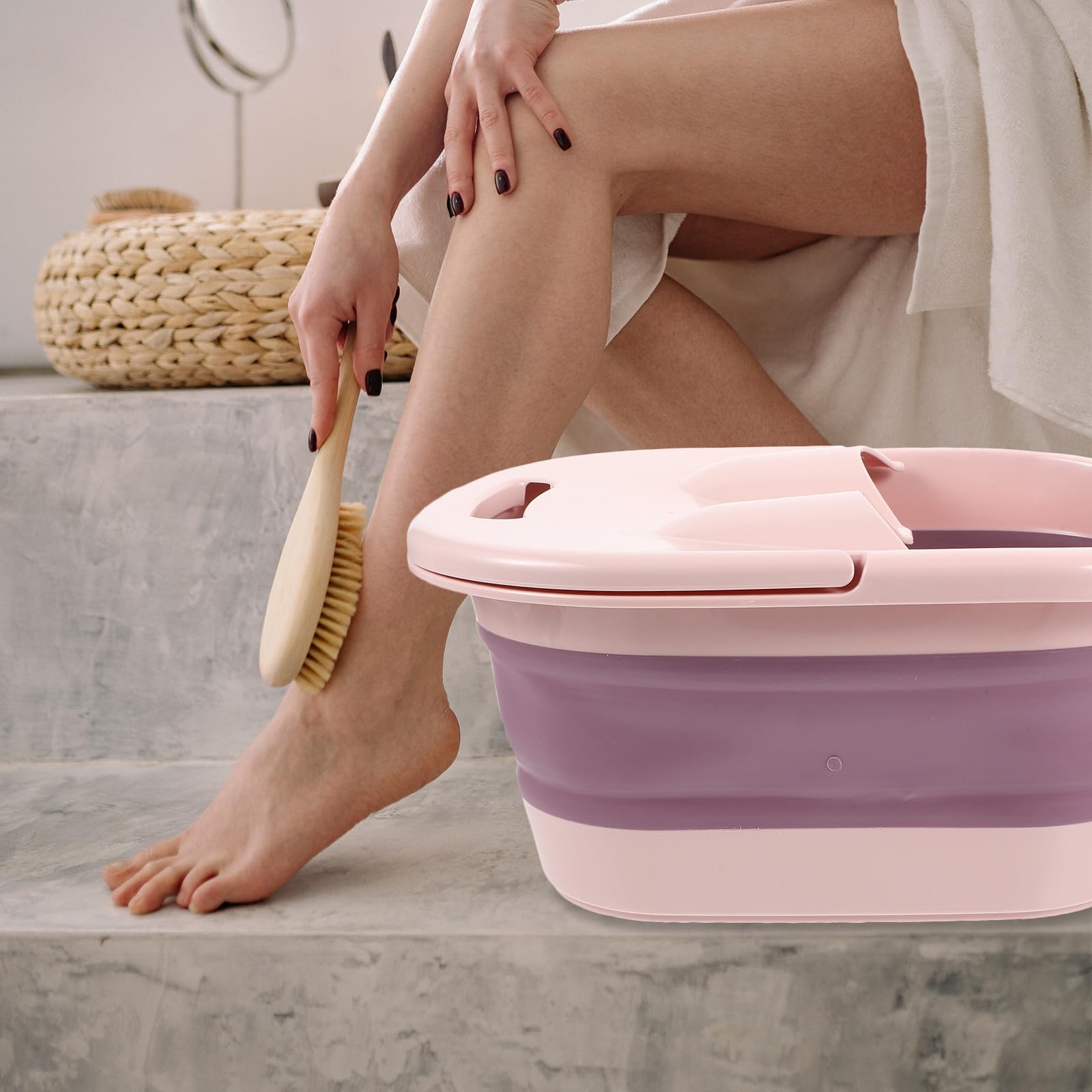 Fußbadeeimer mit Selbstmassagefunktion Klappbarer aus Kunststoff und Silikon Kreatives Design Faltbar und Tragbar für Outdoor und Reise für Erwachsene und Kinder