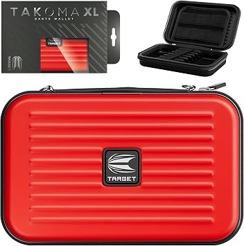 Target Darts Takoma XL Darts Wallet Case, Red Holds 6 Darts, Protective EVA Holder with Double Zip Lock Pouches Professional Dart Accessories