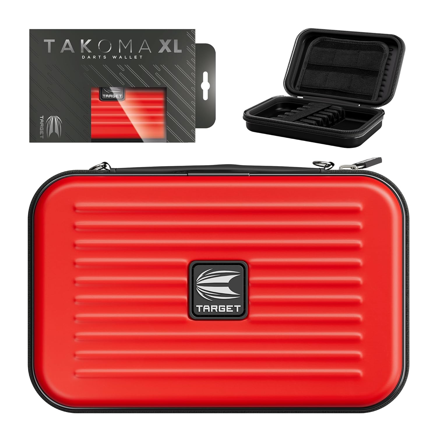Target Darts Takoma XL Darts Wallet Case, Red – Holds 6 Darts, Protective EVA Holder with Double Zip Lock Pouches – Professional Dart Accessories