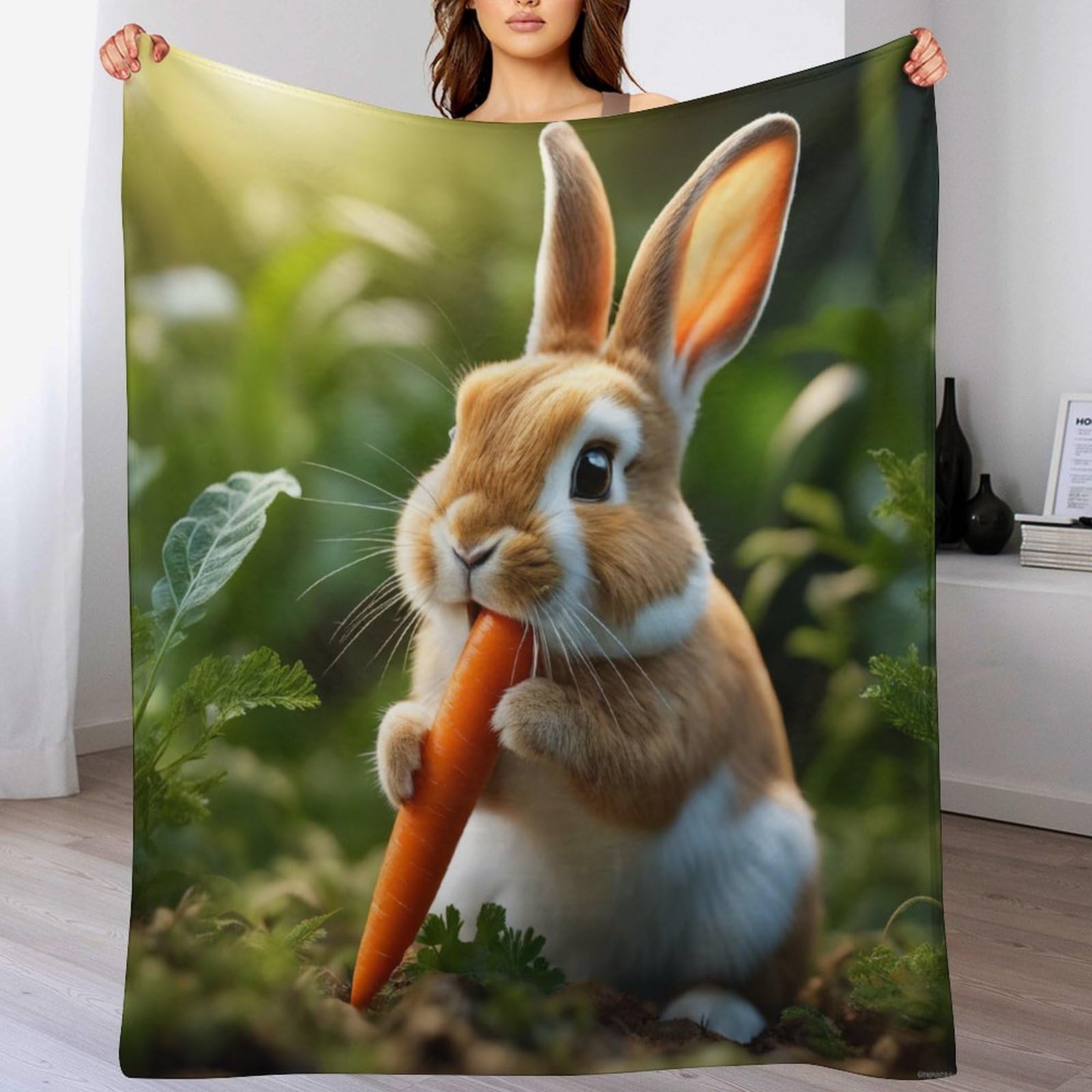 Manta de franela para sofá de conejo transpirable, cobertor térmico grande de 180x200 cm