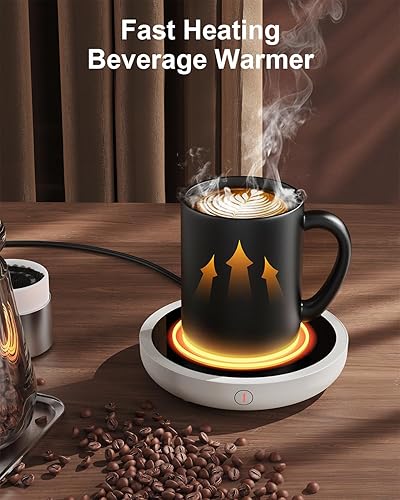 Miniatura 10 de SWEETFULL Calentador de taza de café, calentador eléctrico de taza de café de 36 W para escritorio con 3 ajustes de temperatura, calentadores de