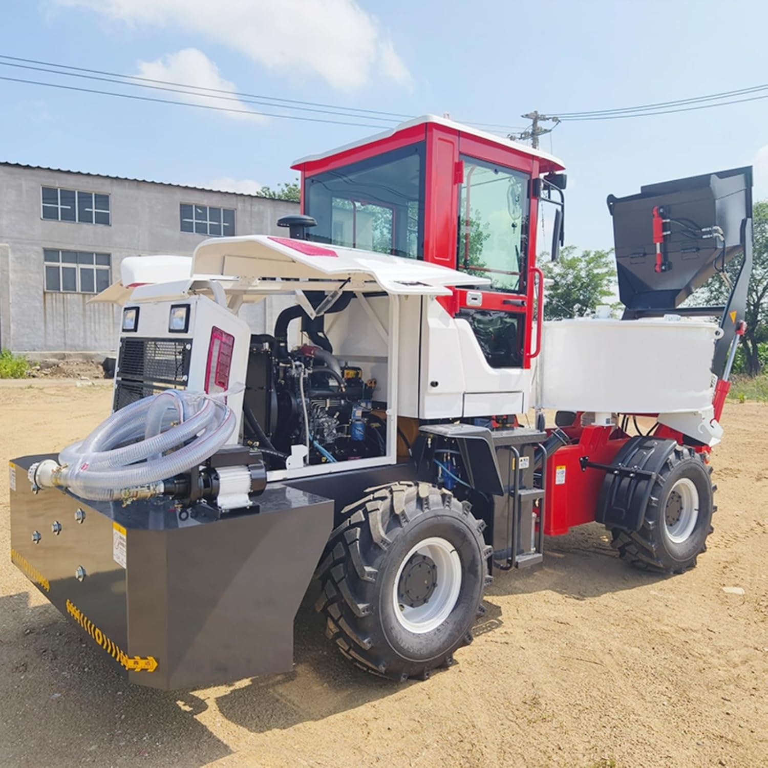 Self Loading Concrete Mixer Truck for On Site Concrete Production, Automatic Bucket Loading, Dual Drive System, Road and Residential Construction Support