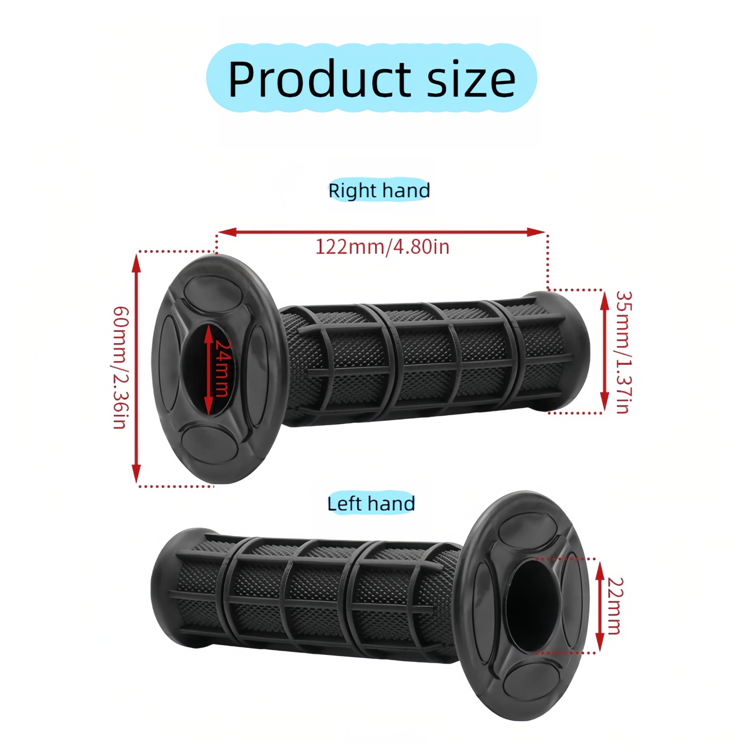 Pixywell Professional Waffle Grip Motorcycle Handlebar Grips - Anti Vibration, Waterproof, Non Slip - Universal 7/8" Fit for Harley, Yamaha, Honda, Dirt & Street Bike,Vibrant Colors — view 4