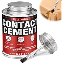 Contact Cement Adhesive - High Strength Neoprene Contact Cement with Brush, Heat-Resistant Super Glue for Wood, Metal, Leather, Laminate, Furniture Repairs, Shoe Repair and DIY Crafts 4.16 Oz