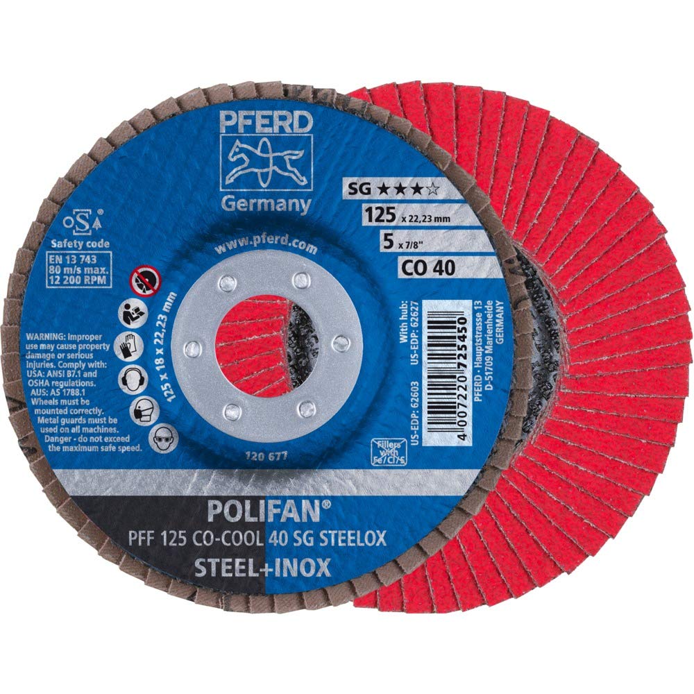 10 x DISCO A LAMELLE PFERD POLIFAN PFF 125 CO-COOL 40 SG STEELOX| Art.: 67660425