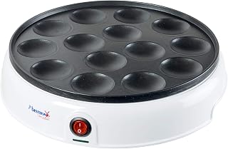 Bestron Poffertjes Maker im Retro Design, Mini Pfannkuchen Automat, mit Antihaftbeschichtung, Sweet Dreams, 800 W, Weiß