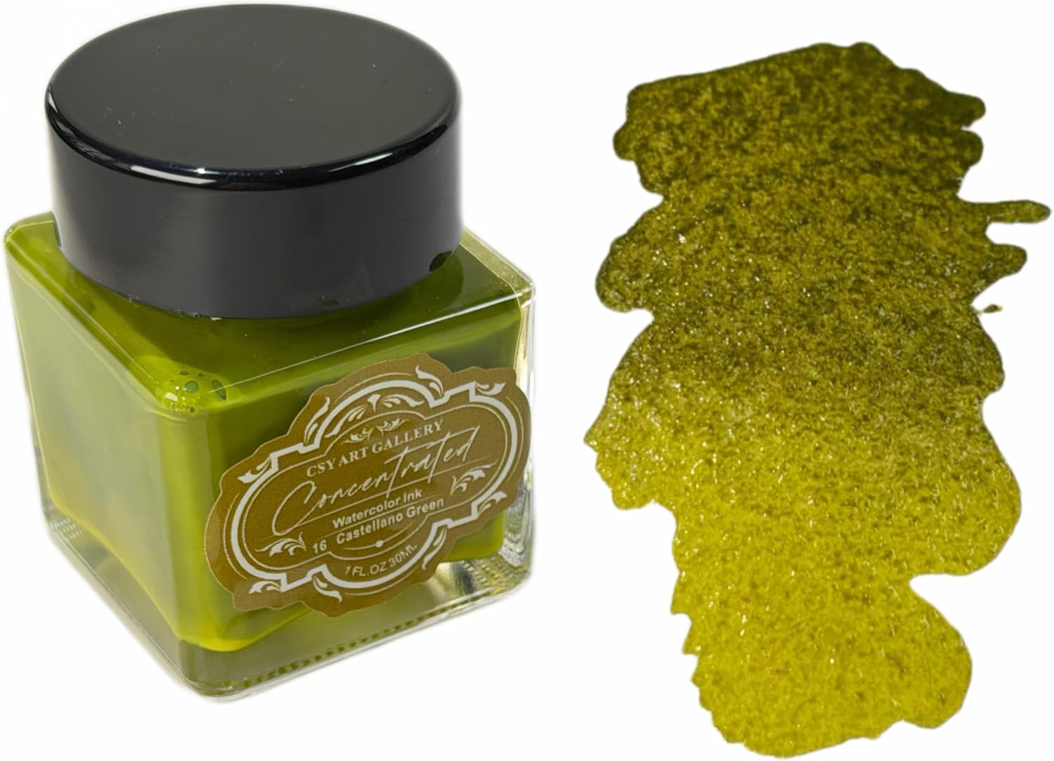 Concentrated Watercolor Paint Ink 30ML Washable, Travel Design, Perfect for Card Making, Illustrations, Painting, Calligraphy (16 Castellano Green)