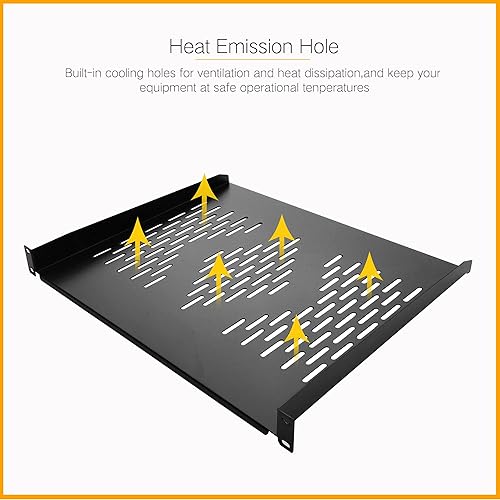 Miniatura 8 de RIVECO 2 estantes para rack de 1U de 19 pulgadas, para montaje en gabinete, ventilados para montaje en estantes de equipos de red, 14 pulgadas de