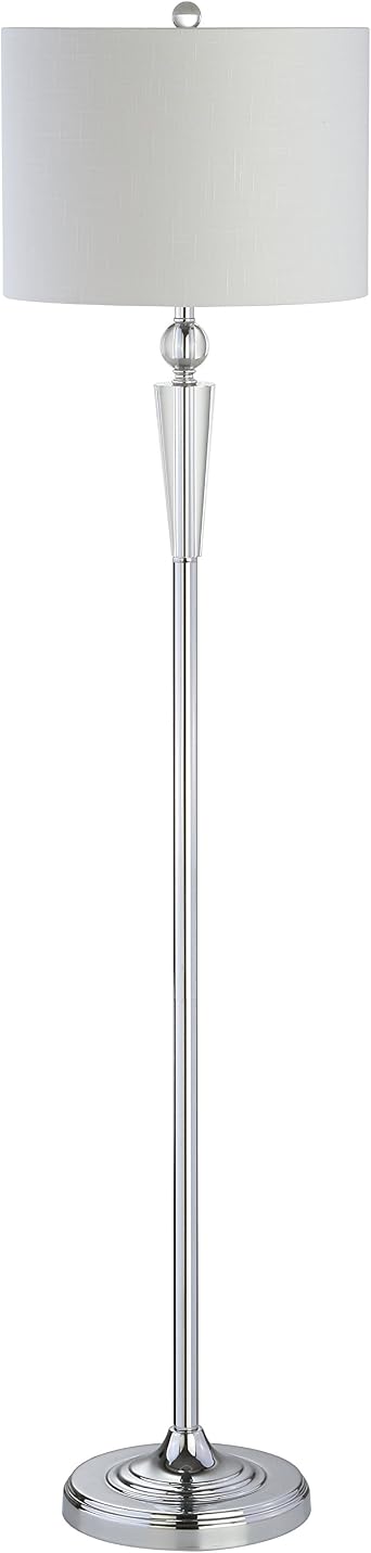 JONATHAN Y Reese 59.5 Crystal and Chrome Floor Lamp, Modern Column