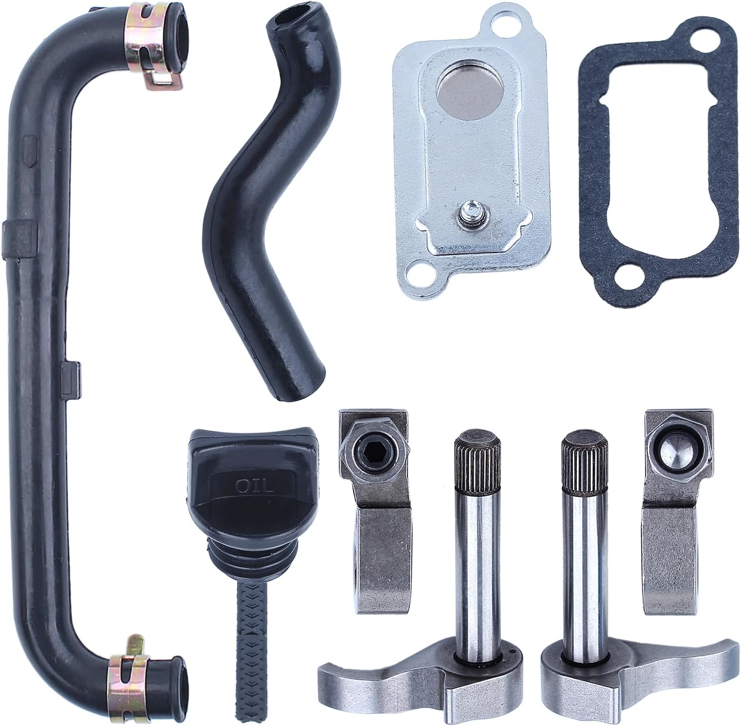 Gubeter Oil Outlet Valve Plate Rocker Arm Breather Tube Set Kit, For HONDA Gx25 Gx25N Hht25S Engine Part, 14730-Z0H-000,14740-Z0H-000,14431-Z0H-003,14441-Z0H-003, 15510-Z0H-000