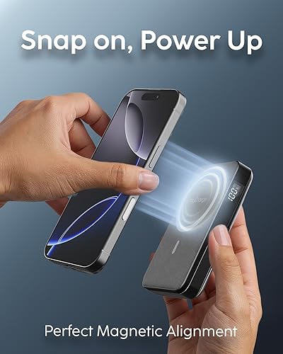 Miniatura 3 de myCharge CliqLuxe - Banco de energía inalámbrico magnético de 10,000 mAh, compatible con iPhone y MagSafe  Cargador portátil Qi2.2 de 25 W Mag