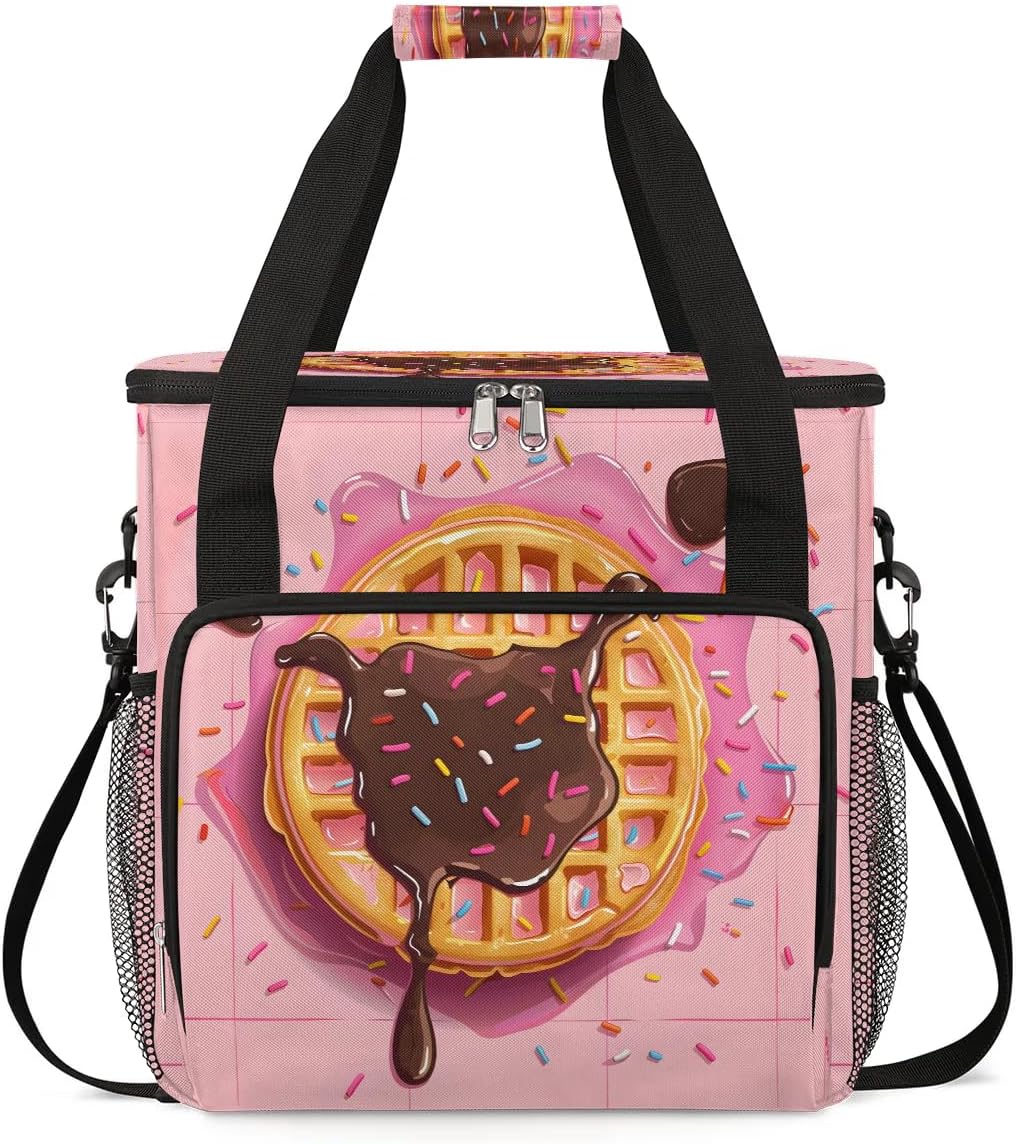 Travel Coffee Maker Carrying Bag Compatible with K-Mini or K-Mini Plus, Waffles Pink Single Cup Coffee Maker Travel Bag Portable Storage Bag with Shoulder Strap